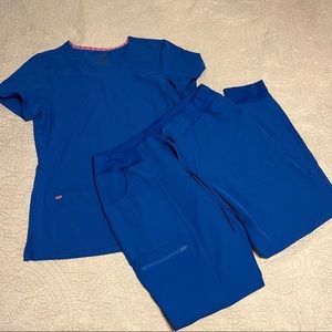 Heart soul scrub set royal blue large top medium bottom